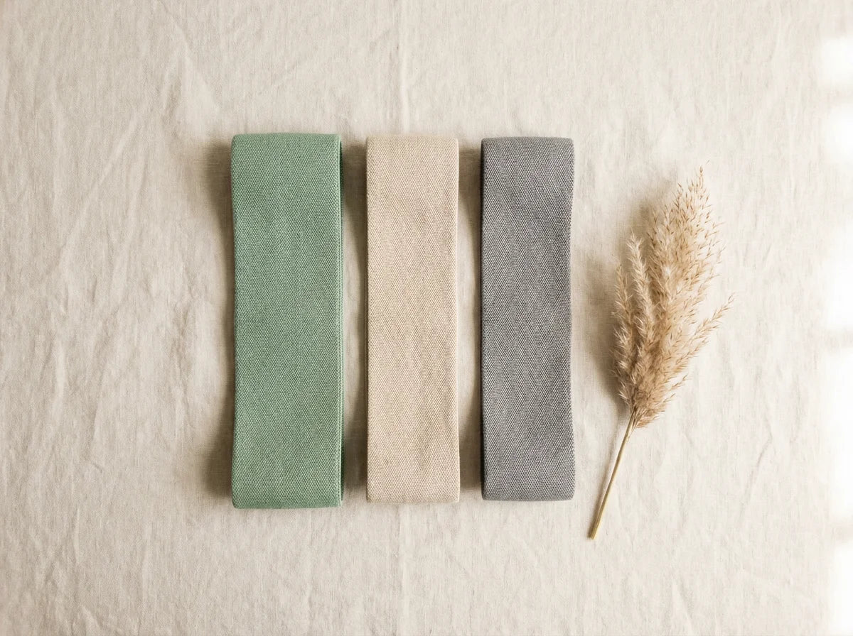 Three zen bands flat lay with dried grass prop
